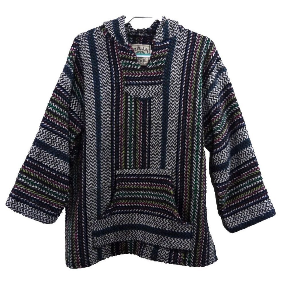 BAJA JOE heavier weight knit multicolor pullover hoodie UNISEX ADULT size XL